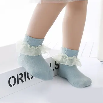 0-4Y Bebek Kız Pamuk Dantel Prenses Çorap Bebek Yenidoğan Kalın Kısa Çorap Sonbahar Kış 2021 Toddler Yumuşak çocuk çorap