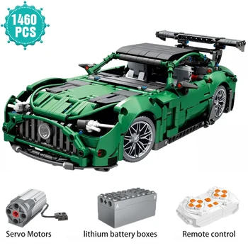 1:14 Teknik RC Yeşil Süper Spor Araba Modeli Yapı Taşları Şehir Yarış Araç Tuğla Modeli çocuk için oyuncak Doğum Günü Hediyeleri MOC