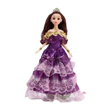 1/6 Moda Mor Pullu Dantel düğün elbisesi için barbie oyuncak bebek Giysileri Prenses Akşam Parti Kıyafeti Kıyafetler 11.5 