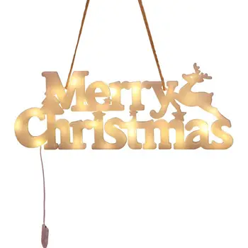 1 ADET ABS Merry Christmas mektup ışıkları asılı LED Garland dekor noel dekorasyon ışıkları avlu kapısı için Noel Ağacı