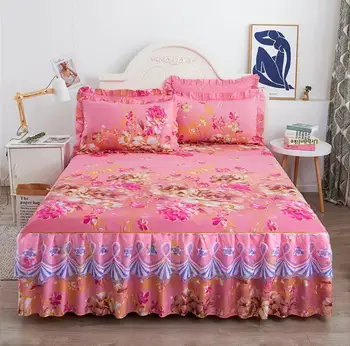 1 adet Lüks Prenses Yatak Etek Fırfır Katmanlar Dantel Yatak Örtüleri Levha Yumuşak Çarşaf Kapak Ev Tekstili (Yastık Kılıfı) F