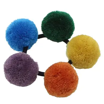 1 adet Mix Renkler Pom Pom Topu Dekor Saç Halat Saç Kravat Moda Pom Pom At Kuyruğu Tutucu Elastik saç bandı Saç aksesuarları