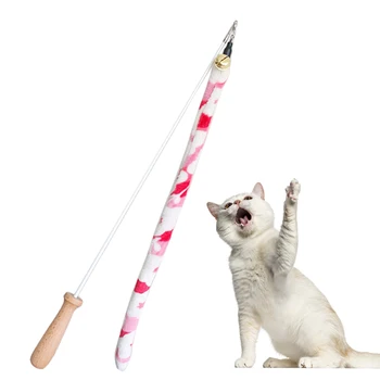 1 adet Peluş Yavru Oyun Değnek Geri Çekilebilir Uzun Kolye Kedi Değnek İnteraktif Komik Kedi oyuncak evcil hayvan aksesuarları