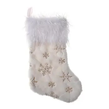 1 Adet Peluş Yılbaşı Ağacı Çorap Noel Baba Şeker Hediyeler Çorap İşlemeli Kar Tanesi Desen Noel Süslemeleri