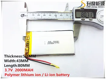 1 adet [SD] 3.7 V 2000mAh[524380] Polimer lityum iyon / li-ion pil için OYUNCAK, GÜÇ BANKASI, GPS, mp3, mp4, cep telefon hoparlörü
