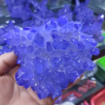 1 adet Yeni Mavi Elektroliz Vug Kristal Kuvars Numune Galvanik Kristal Kümeleri Dekorasyon Hediye Şifa
