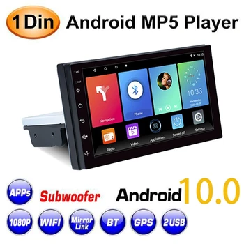 1 DİN Android 10 Araba Multimedya Oynatıcı Araba Stereo Radyo 9 İnç Ayarlanabilir İletişim Ekran FM GPS Navigasyon MP5 oyuncu