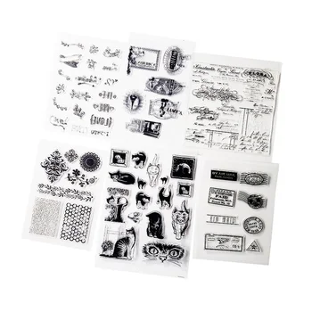 1 Paket / grup Silikon Şeffaf Damga Kedi Dantel Doğal Kelime Sanat Damga DIY Scrapbooking Kart Yapımı Dekorasyon Malzemeleri