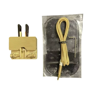 1 Takım JCY-56 Paslanmaz Çelik Pirinç Telgraf Anahtar Otomatik Anahtar Mors Anahtarı Çift Kürek Manyetik CW Anahtar (Altın)