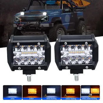 1 Çift 3 sıralı 4 inç Led çalışma ışığı su Geçirmez Strobe ışıkları kamyon Ön Tampon Sürüş Sis Lambası Modifiye parçaları
