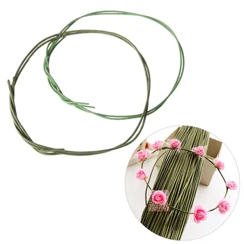10 Adet / grup Yeşil 60 cm Kağıt / Plastik Çiçekçi Saplama Kaynaklanıyor Çiçek Tel Düğün Gelin Buketi Craft Dekor