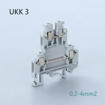 10 adet UKK 3 Tip 4 İletkenli Çift seviyeli Hızlı Bağlantı Modülü 0.2-4 mm2 / 0.2-2.5 mm2 Dın Raylı Vidalı Terminal Blokları UKK-3