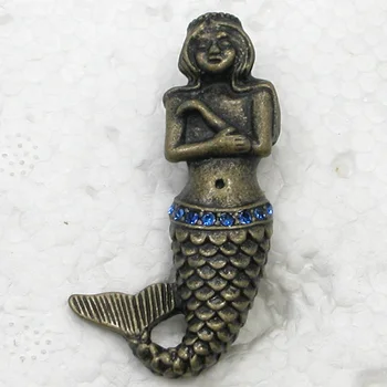 12 adet / grup Toptan Rhinestone Mermaid Pin broş C101883