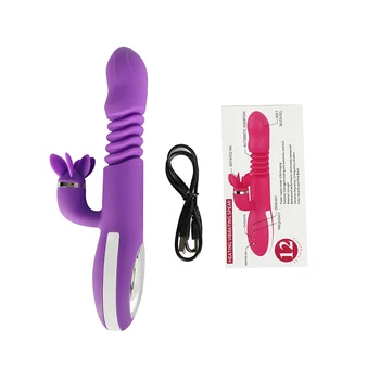 12 Frekans ısıtma titreşimli Mızrak Geri Çekilebilir Vibratörler Dönen klitoris Stimülatörü G-spot vajina masaj aleti Seks Oyuncakları Kadınlar İçin
