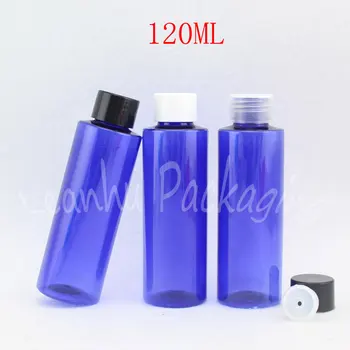 120 ML Mavi Düz Omuz Plastik Şişe, 120CC Şampuan / Losyon / Toner Alt şişeleme, boş Kozmetik Konteyner ( 50 Adet / grup )