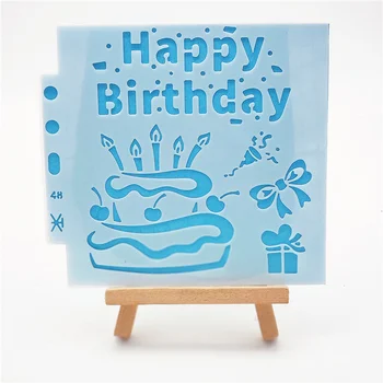13 * 14 doğum günü pastası Kapak şablon karalama defteri şablonlar sprey plastik kalıp kalkanı DIY kek içi boş Süsleme baskı dantel cetvel