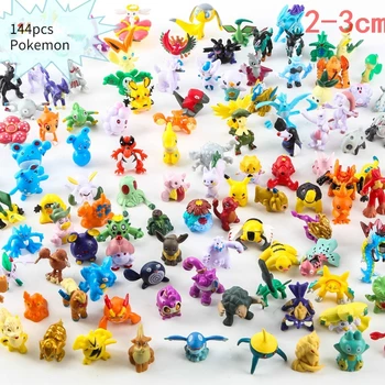 144 adet Pokemon GİTMEK Japon karikatür pet Pikachu küçük yangın ejderha su ok kaplumbağa bebek süsleri çocuk oyuncak hediye