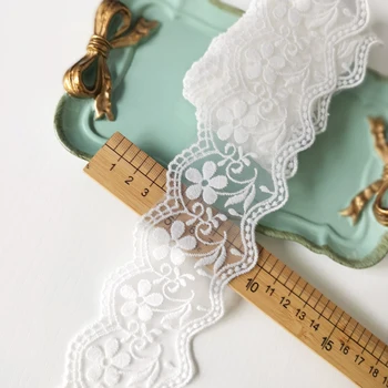 19 Metre Beyaz pamuk ipliği Nakış Örgü Dantel Şerit kumaş süsü Kırpma DIY Giyim Düğün Dekorasyon Dikiş Aksesuarı