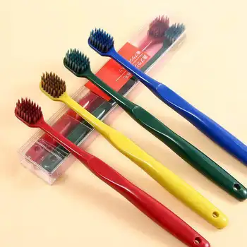 2 adet / takım Çift Diş Fırçası Geniş başlı Diş Fırçaları Yetişkin Yumuşak Kıl Diş Fırçaları Ev Seyahat Otel Kullanımı için