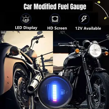 2 İnç 12V Motosiklet Yakıt Göstergesi Mavi Yeşil led ışık Göstergesi Dijital Evrensel Seviye Ölçer Araba Yakıt L0T0