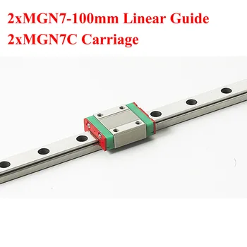 2 Takım MR7 7mm Mini MGN7 Lineer Kılavuz Rayı Uzunluğu 100mm İle MGN7C Lineer Blok Taşıma