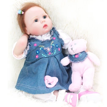 20 İnç 50cm Reborn Bebek Yumuşak Pamuklu Vücut Sevimli Kız Bebe Mavi Gözler Gerçeklik Bebek Sevimli Oyuncak Çocuklar İçin Hediyeler çocuk Oyun Arkadaşı