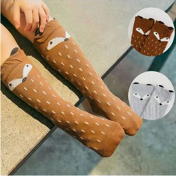 2016 Yeni Karikatür Tilki Çocuklar Diz üstü Çorap Tasarımcı Çocuk Kız çorap Bebek Kız Bacak ısıtıcıları Çocuklar Diz Yüksek Kawaii Tilki Çorap