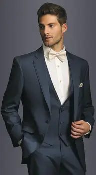 2017 Donanma Iki Düğme Özelleştirilmiş Slim Fit Damat Takım Elbise Düğün takım elbise erkekler için Damat Smokin sağdıç Takım Elbise ( ceket + Pantolon + yelek + kravat)