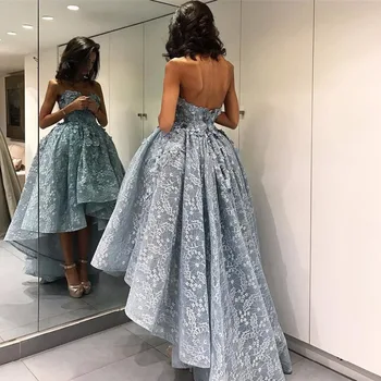 2018 Liste Straplez Chic Balo Yüksek Düşük Balo Kolsuz Modern gece elbisesi vestido de festa anne Gelin Elbiseler