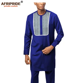 2019 afrika kıyafeti Erkekler için Dashiki Eşofman Uzun Kollu Baskı Gömlek + Ankara Pantolon Tribal Seti Kıyafetleri AFRIPRIDE A1916054