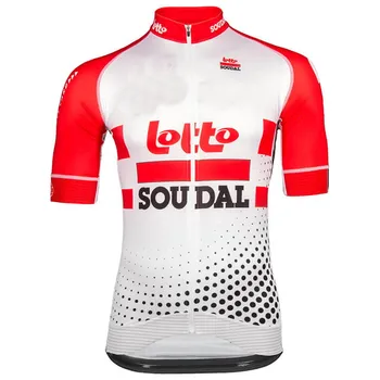 2019 LOTO SOUDAL Takımı 2 tasarım Sadece erkekler Bisiklet Jersey Kısa Kollu bisikletçi giysisi Çabuk Kuru Sürme Bisiklet Ropa Ciclismo