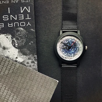 2021 Enmex yaratıcı tasarım nötr kol saati Tiki tarzı Stereoskopik mavi basit yüz doğa moda kuvars bayan saatleri