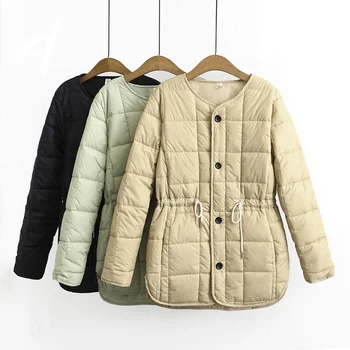 2021 Sonbahar Kış Aşağı pamuklu ceket Kadınlar Yeni Siyah Haki Gevşek Moda Parka Kore Rahat Sıcak Tutmak pardösü N1250