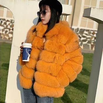 2021 Yeni Lüks Mavi Tilki Kürk Kapşonlu Palto Kadınlar Kış sıcak Giyim Yüksek Kalite Hakiki Tilki Kalın Kısa Ceket