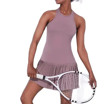 2022 Kadın Tenis Etek Bayanlar Bölünmüş Etekler Tek Parça Pilili Düz Renk Rahat Açık Yoga Koşu Badminton Golf Giyim