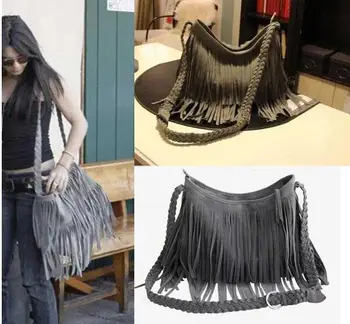 2022 Sıcak satış Moda kadın Kadife Örgü Püskül omuzdan askili çanta askılı çanta Saçak Çanta 3 Renk