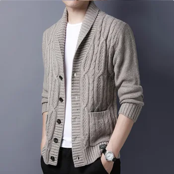 2022 Yeni Moda Marka Kazak Ceket Yün Erkek Örme Hırka Kalın Jumper İlkbahar Sonbahar Kore Tarzı Rahat Erkek Giysileri Q134