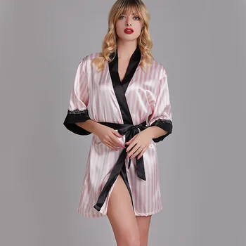 2022 Yeni Pijama Kadınlar İçin Bahar Sonbahar İpek Kayış Saten Pijama Pijama Mujer Pembe V Yaka Salonu gece elbisesi