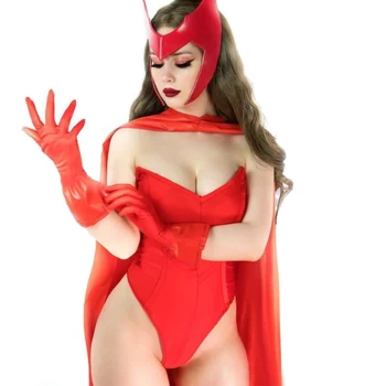 2022 Yeni Seksi kadın Cosplay Bodysuit Kostüm Pelerin ve Yüz Kaplama Cadılar Bayramı Partisi Cosplay Gösterisi