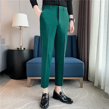 2022 Yeni Yüksek Kalite Moda erkek Düz Renk Dökümlü günlük giysi Pantolon Moda Basit İnce Ayak günlük giysi Pantolon