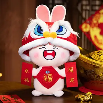 2023 Yıl Maskot Bebek Çin Tarzı Peluş Festivali Dekorasyon Güzel Zodyak Tavşan Maskot Bebek peluş oyuncak Çin Yeni Yılı için