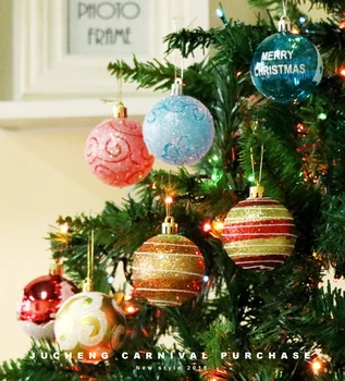 24 Adet / takım 6 cm Işıltılı Noel Ağacı Kolye Dekoratif Asılı Noel Baubles Topları Süsler Set Parti Malzemeleri