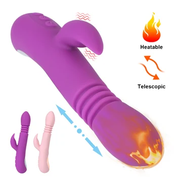 24cm Otomatik Streç Vibratörler Kadınlar için ısıtmalı Dildos Klitoris Vajina Stimülatörü Anal Plug Kadın mastürbasyon için seks oyuncakları Erotik
