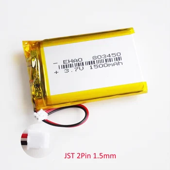 3.7 V 1500mAh LiPo şarj edilebilir pil 803450 JST ZH 1.5 mm 2pin konektörü MP3 DVD PAD kamera GPS dizüstü cep telefonu