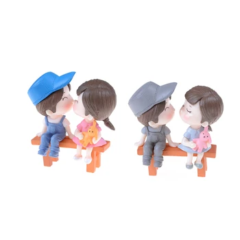 3 adet / takım Severler Çift Minyatür Mini Bebek DIY Teraryum Figürler Peri Bahçe Dekor sevgililer Günü Hediyesi Ev Aksesuarları