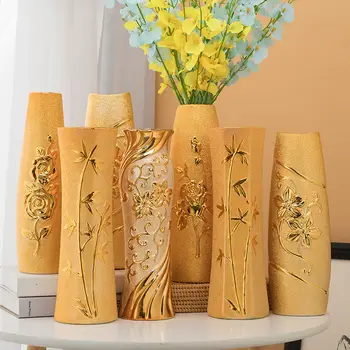 30 cm Altın Seramik Vazo Tutabilir Yağmurlama Süslemeleri Ev Oturma Odası Sundurma Masaüstü Çalışma yemek masası