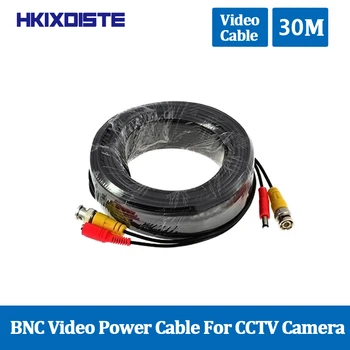 30M 100Ft BNC Video Güç Kablosu CCTV AHD Kamera DVR Güvenlik Sistemi Siyah Gözetim Aksesuarları