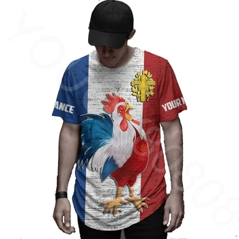 3D Baskı Yeni Varış erkek giyim Yaz Yuvarlak Boyun Kısa Kollu Tmark T-Shirt Kişiselleştirilmiş Fransız Horoz 3D Gömlek