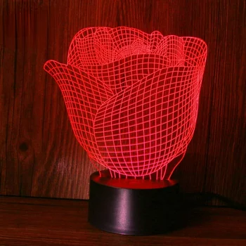 3d Gül Lamba 3D Led Gece Lambası sevgililer Günü Hediyesi 3D Renkli Uzaktan Kumanda Yaratıcı Gül Gece Lambası Illusion Odası Dekor