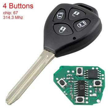 4 Düğmeler 314.3 MHz Araba Uzaktan Anahtar Fob ile 4D67 Çip ve Kesilmemiş Bıçak Akıllı Anahtarsız giriş Anahtar Araba Toyota Alphard için 2005 - 2009